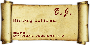 Bicskey Julianna névjegykártya